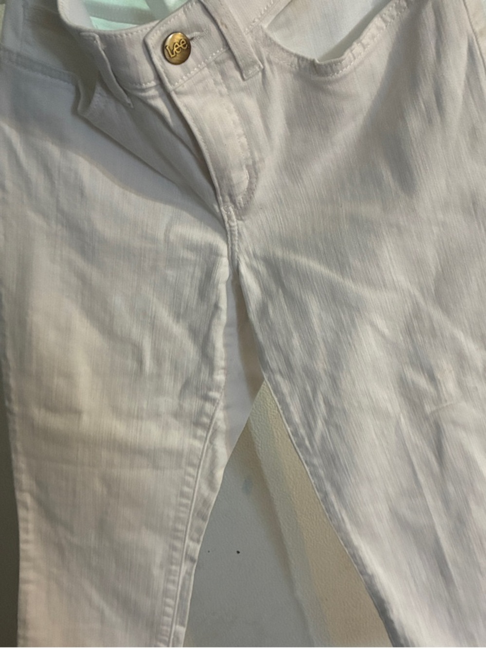 Lee White Cropped Straight-Leg Jeans